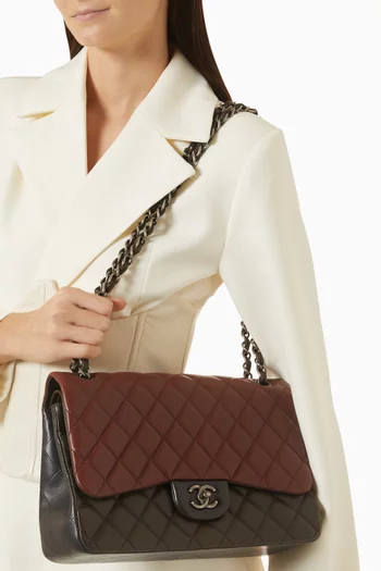 Tri-colour Jumbo Flap Bag in Lambskin