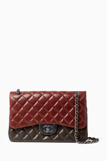 Tri-colour Jumbo Flap Bag in Lambskin