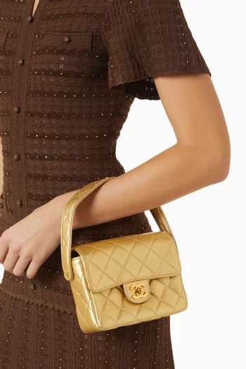 Mini Square Top-handle Bag in Metallic Lambskin