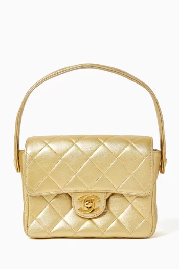Mini Square Top-handle Bag in Metallic Lambskin