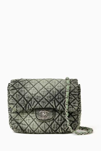 2019 Denimpressions Mini Square Flap Bag in Quilted Denim