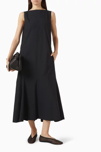 Dropped-hem Midi Dress in Cotton