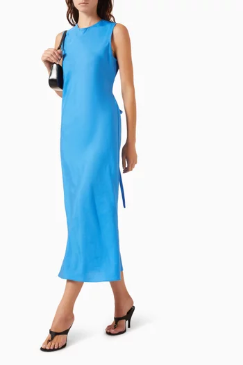 Bias-cut Midi Dress in Linen-blend