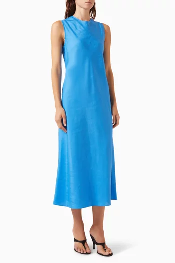 Bias-cut Midi Dress in Linen-blend
