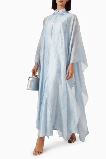 Beaded Floral Collar Cape Maxi Dress