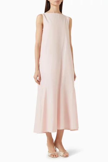 Dropped-hem Midi Dress in Cotton