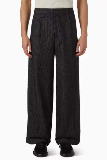 Pinstriped Wide-leg Pants in Denim