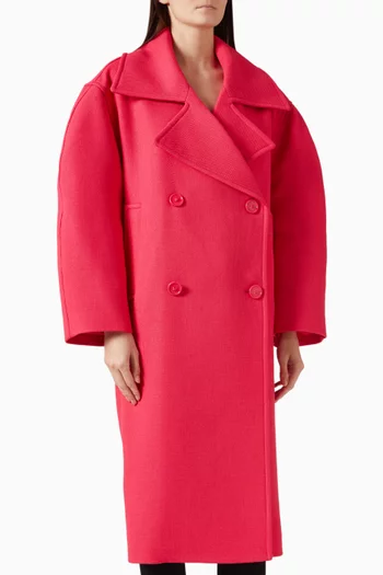 Long Cocoon Coat in Textured Wool