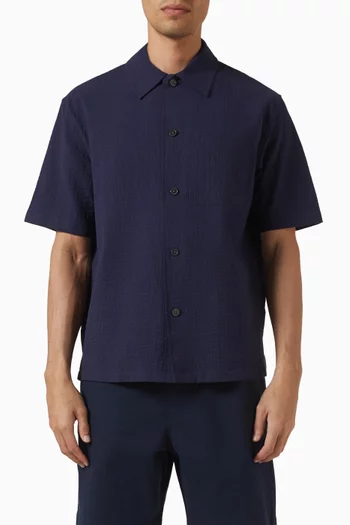 Shirt in Textured Stretch Cotton