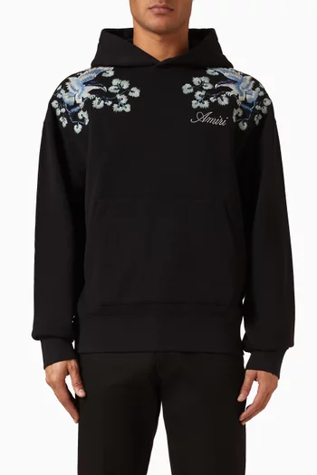 Floral Embroidered Hoodie in Cotton