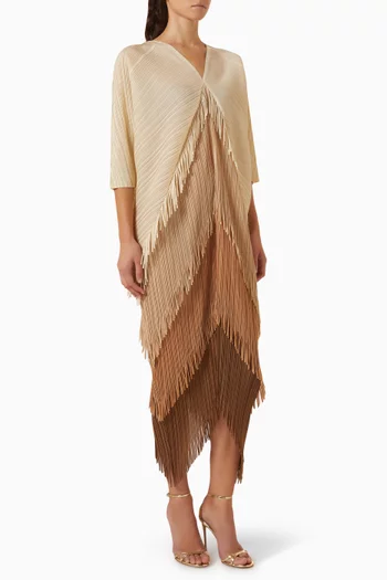 Kimono Fringed Colour-block Dress