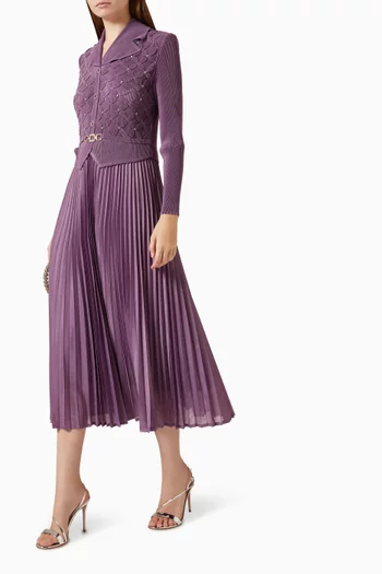 Shelly Crystal-embellished Pleated Dress