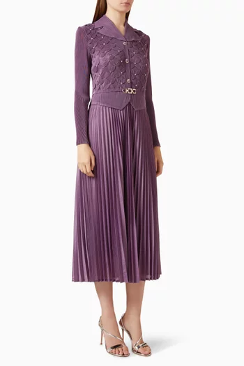 Shelly Crystal-embellished Pleated Dress