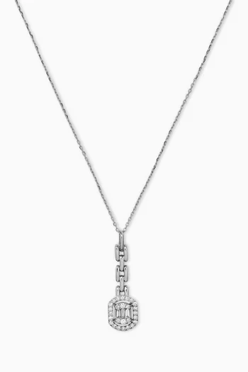 Geometric Link Diamond Necklace in 18kt White Gold