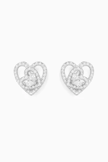 Open Heart Diamond Stud Earrings in 18kt White Gold