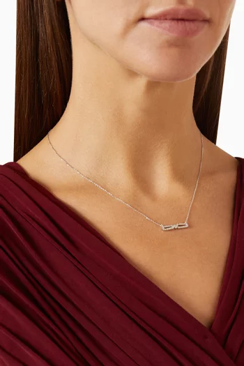 Twin Open Oval Diamond Necklace in 18kt White Gold