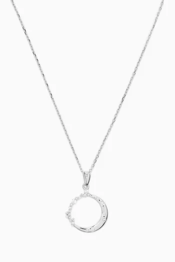 Open Circle Diamond Pendant Necklace in 18kt White Gold