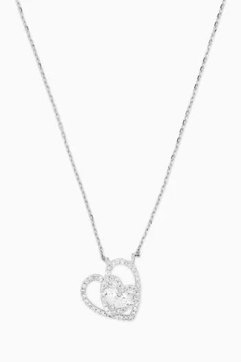 Open Heart Diamond Necklace in 18kt White Gold