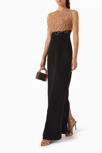 Nadira Beaded Dress in Tulle & Crepe