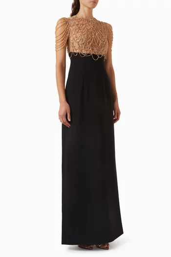 Nadira Beaded Dress in Tulle & Crepe