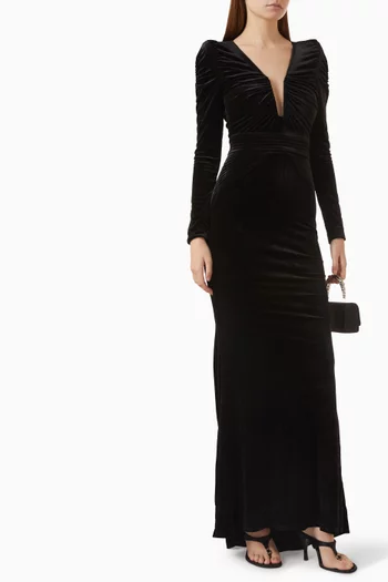 The Bloom Gathered Gown in Stretch Velvet