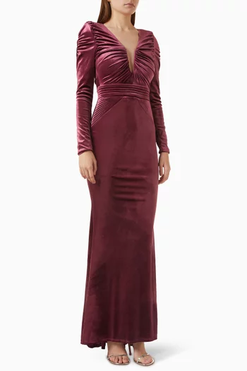 The Bloom Gathered Gown in Stretch Velvet