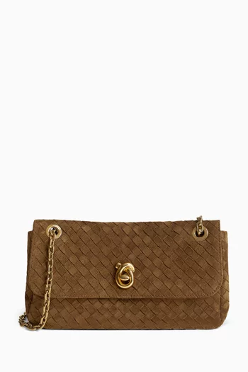 Small Madison Shoulder Bag in Intrecciato Suede