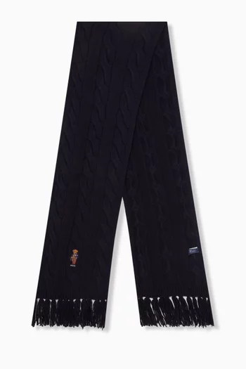 Polo Bear Cable-knit Scarf in Wool