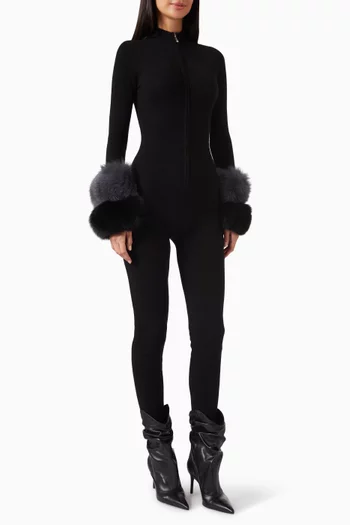 Second Skin Cuff-trim Knitted Jumpsuit