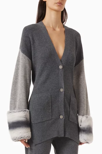 Chinchilla Cuff Colour Block Cardigan