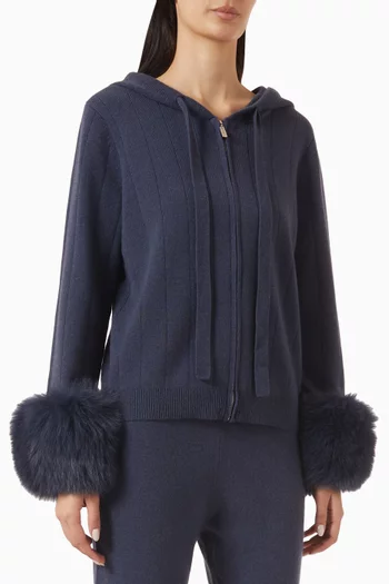 Plush Cuff Zip-Up Hoodie