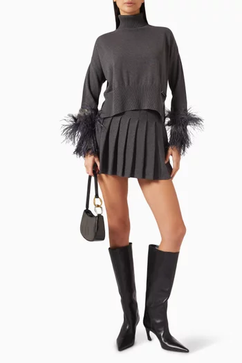 Feather Cuff Polo Neck Sweater
