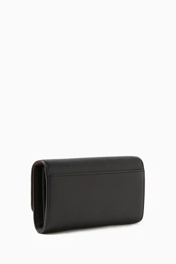 Romy Long Flap Wallet in Pebbled Leather