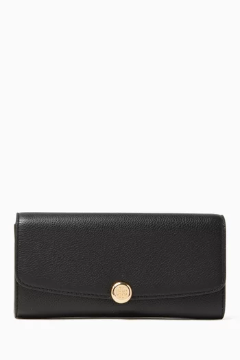 Romy Long Flap Wallet in Pebbled Leather