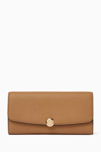 Romy Long Flap Wallet in Pebbled Leather