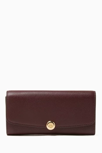 Romy Long Flap Wallet in Pebbled Leather