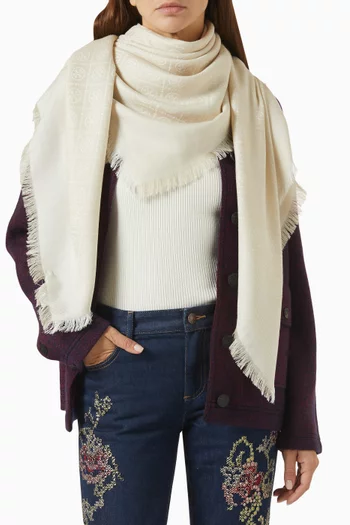 T Monogram Jacquard Traveler Scarf in Silk-wool Blend