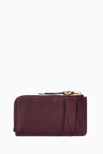 Romy Zip Card Case in Pebbled Leather