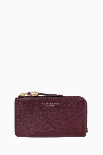 Romy Zip Card Case in Pebbled Leather