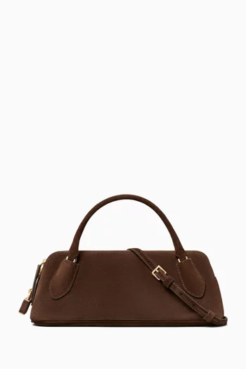 Lock Top Handle Bag in Suede