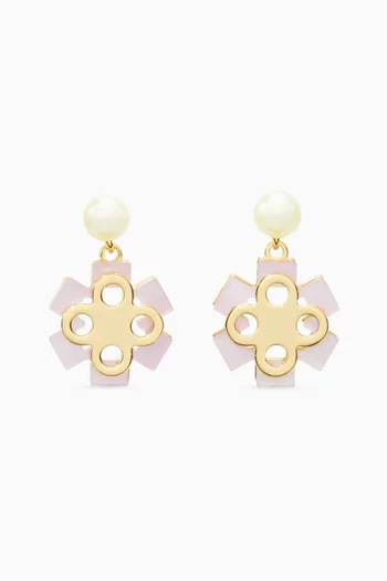 Forget Me Not Pearl Drop Earrings in 18kt Gold-plated Brass