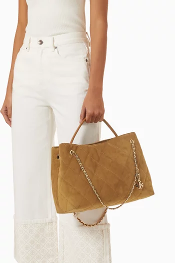 Medium Fleming Tote Bag in Suede