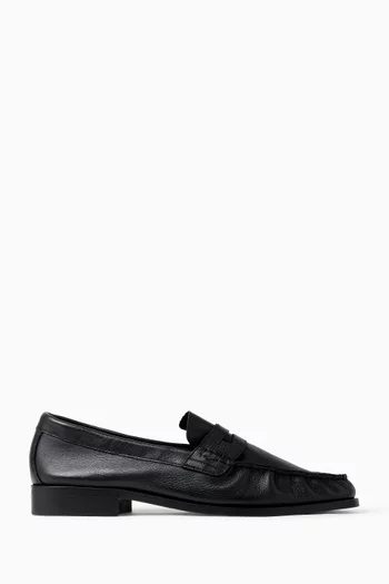 Ezra Ruched Penny Loafers in Leather