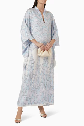 Baiadera-print Kaftan in Silk Twill