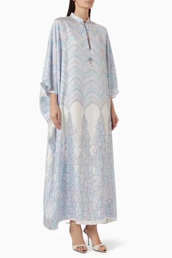 Baiadera-print Kaftan in Silk Twill