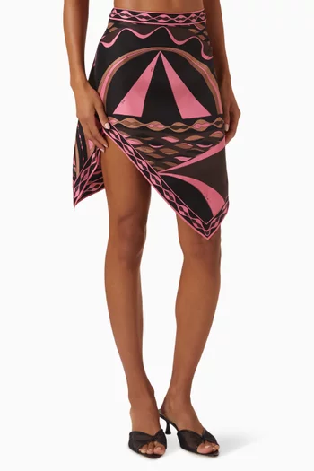 Printed Mini Skirt in Silk Twill