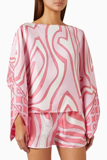 Labirinto-print Top in Silk-twill