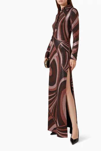 Iride Print Maxi Dress in Lurex Jersey