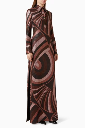 Iride Print Maxi Dress in Lurex Jersey