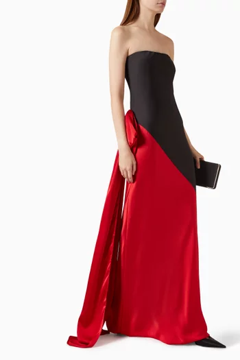 Spliced Bow Gown in Satin